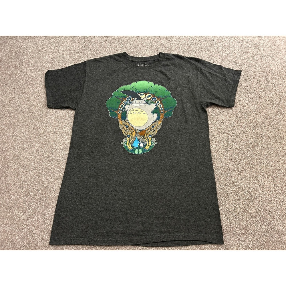 My Neighbor Totoro Graphic TShirt Mens Medium Charcoal Grey Excellent Studio